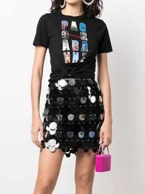 Paco Rabanne Sparkle Mini Skirt with Circular Mirror-Effect Discs
